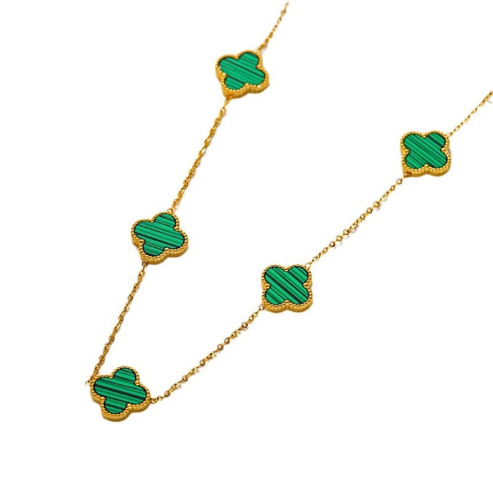 Wholesale 13MM titanium steel 5-link necklace  four-leaf clover necklace