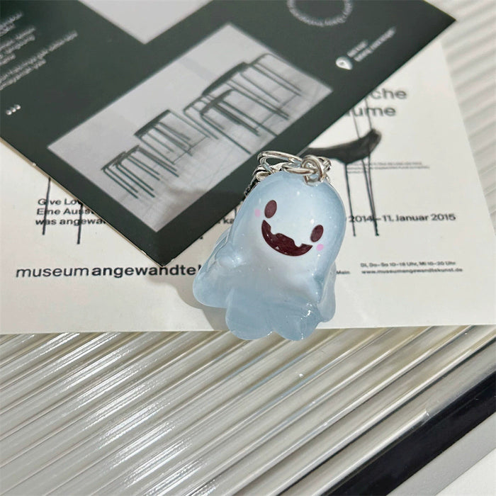 Wholesale Cute Glow-in-the-Dark Ghost Keychain Resin Material Includes Bag and Card Decorative