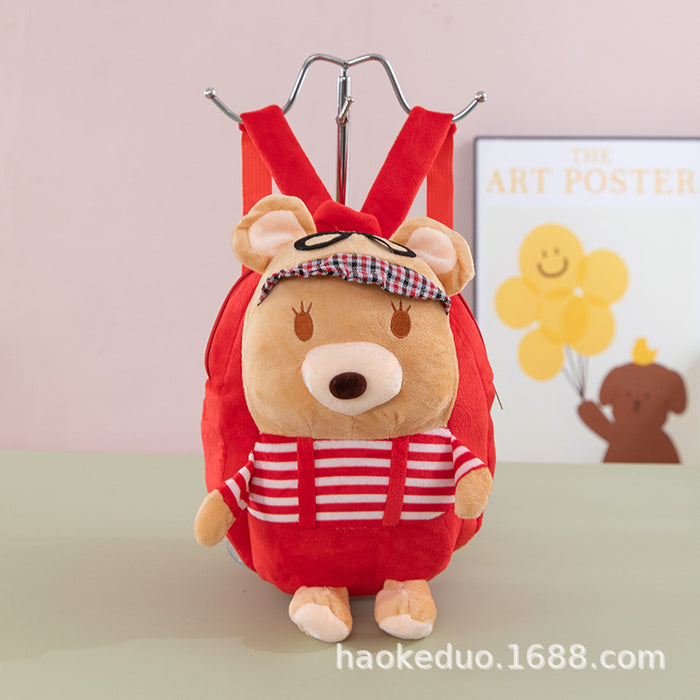 Wholesale Plush small backpack kindergarten school bag cartoon cute girl boy plush backpack