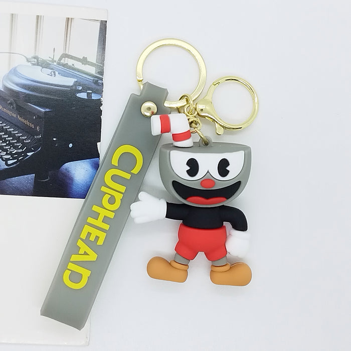 Wholesale cartoon teacup head big adventure key chain pendant bag car key chain accessories