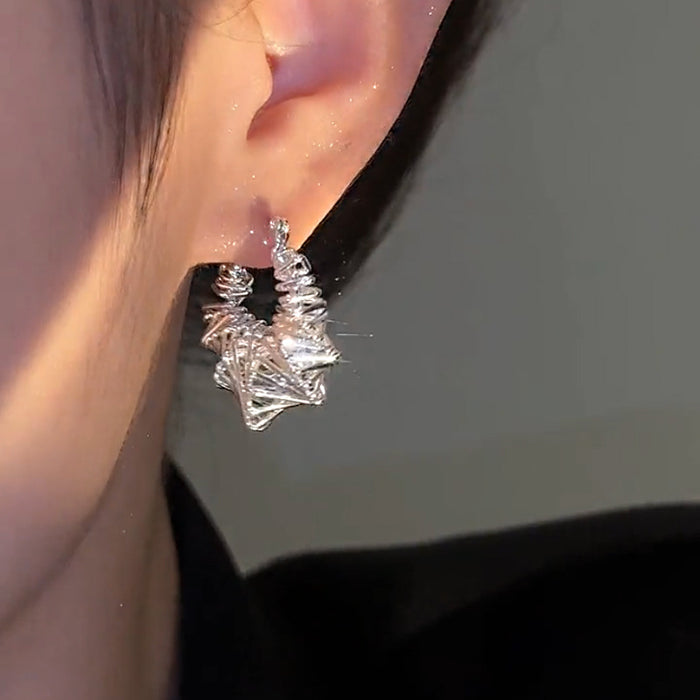 Wholesale Matte silver color winding metal earring