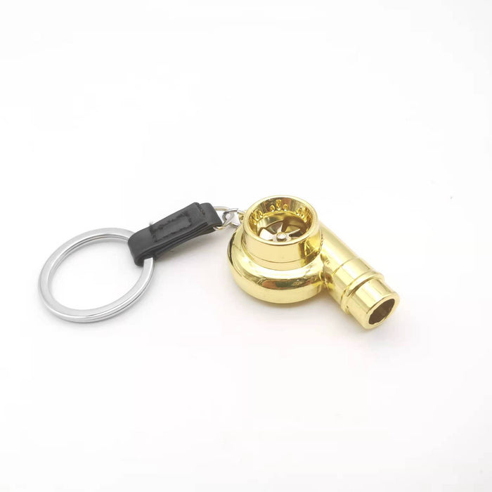 Wholesale Zinc alloy blades rotate on this car turbocharger shaped metal alloy keychain