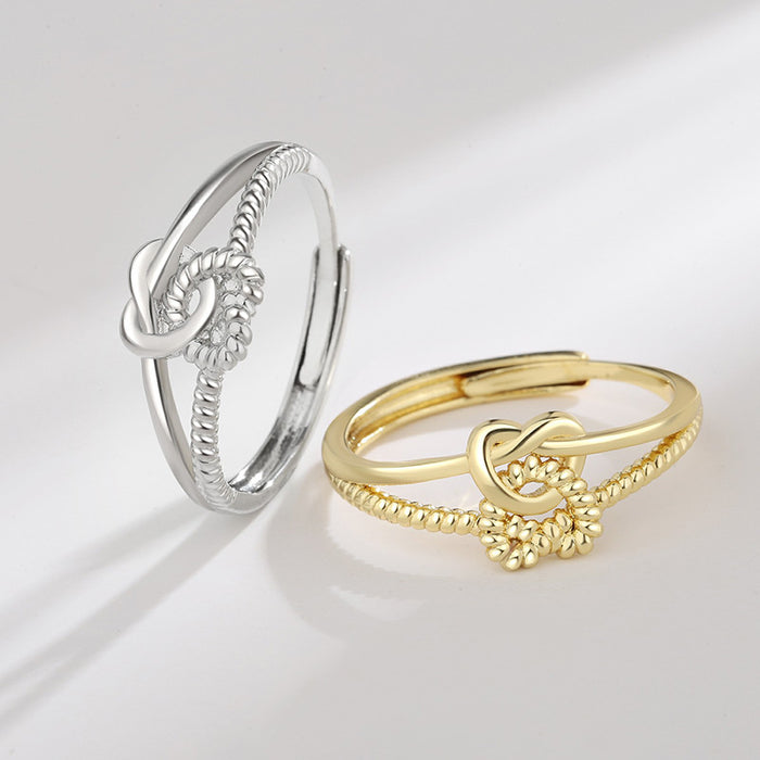 Wholesale double love twist ring female open Index ring