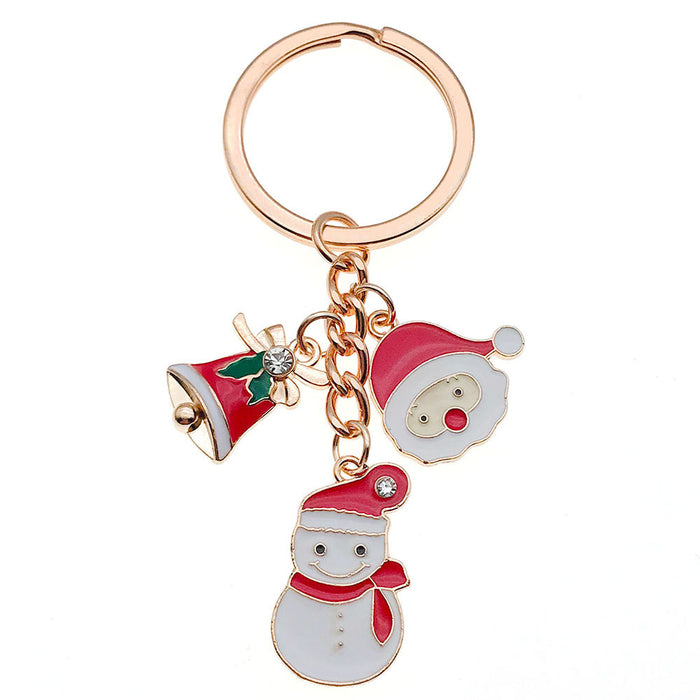 Wholesale Zinc Alloy Christmas Keychain with Snowman Elk Design Festive Gift Keyring