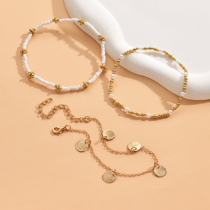 Wholesale Vintage Beaded Anklet with Shell Pendant Fashion Jewelry Accessory