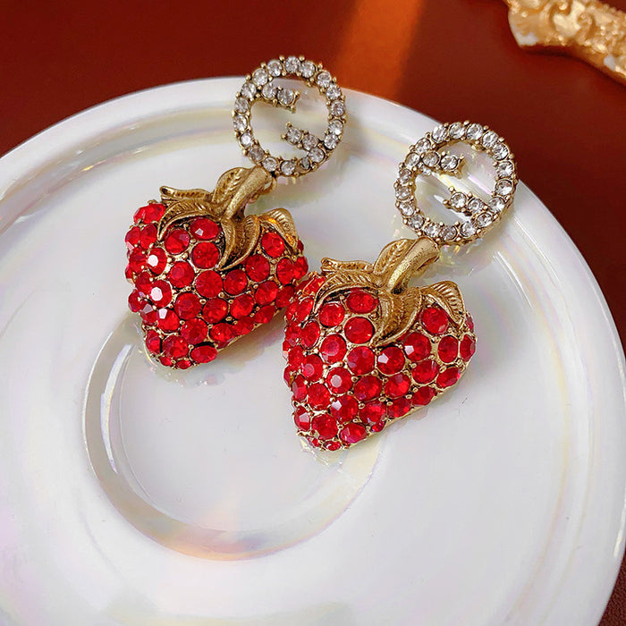 Wholesale Alloy Cherry Earrings Cute Design Fashion Jewelry Accessory