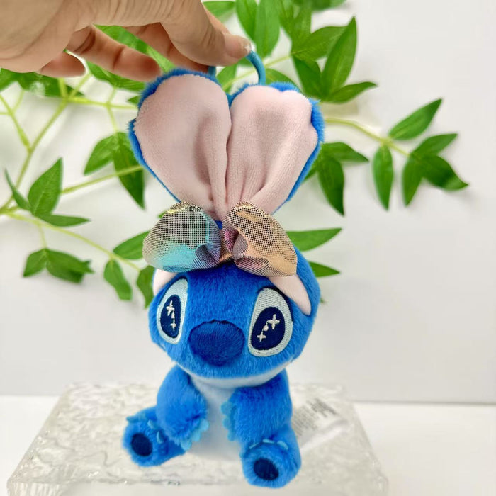 Wholesale Alien Cartoon Character with Bowknot Colorful Big Ears Doll Cute Plush Keychain Schoolbag Charm