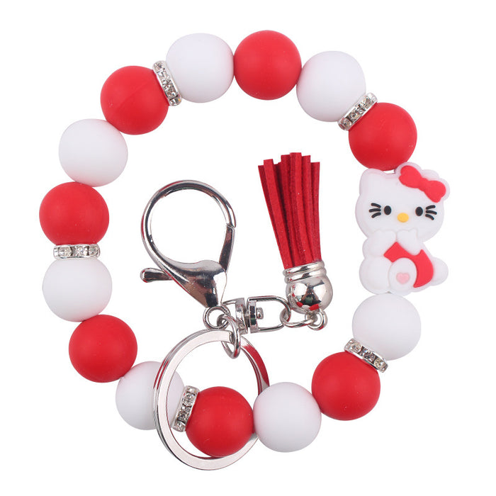 Wholesale Cartoon Silicone Beaded Wrist Keychain JDC-KC-GuangTian037