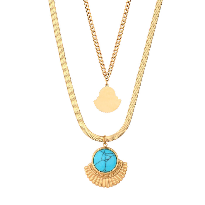 Wholesale stainless steel natural turquoise necklace