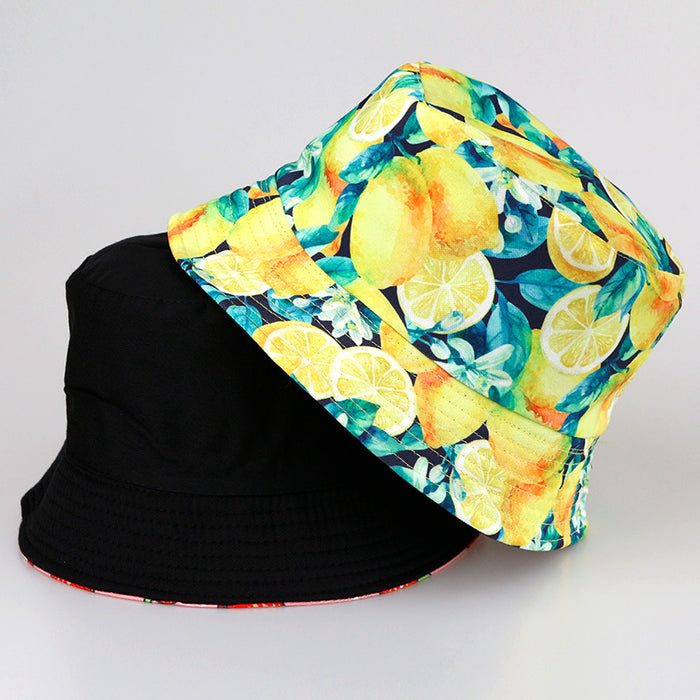 Wholesale  Tropical Fruit  Hat  Trend Double-sided Printed Basin Hat Outdoor Sun Protection Hat