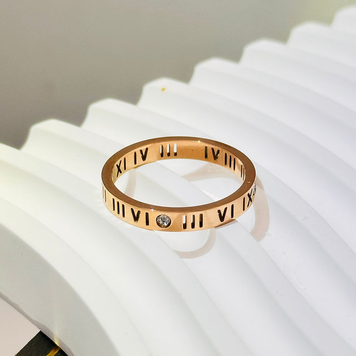 Wholesale Trendy and fashionable student's fresh titanium steel ring, ladies' non fading Roman numeral ring