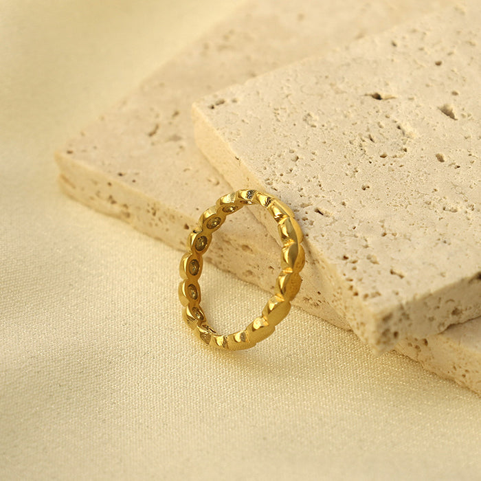 Wholesale Fashionable circular diamond square index finger ring titanium steel minimalist ring