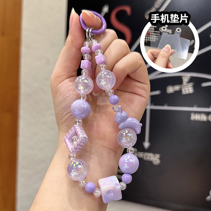 Wholesale Creative acrylic bead keychain bracelet key pendant mobile phone chain bead jewelry DIY