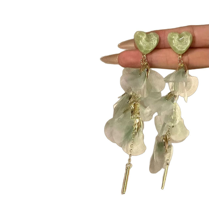 Wholesale Mesh flower earrings Tassel earrings for women