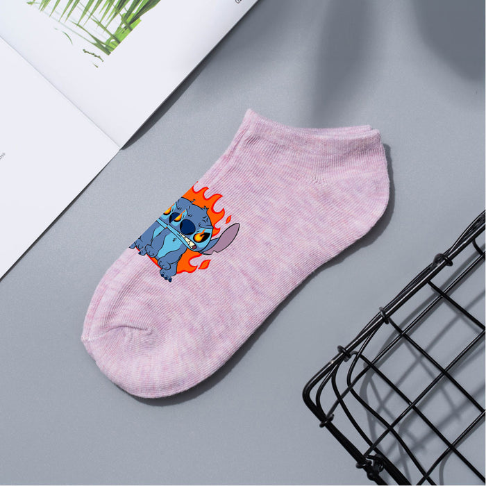 Wholesale Cartoon Simple Breathable Short Style Multi-color Cotton Crew Socks JDC-SK-WuDM001