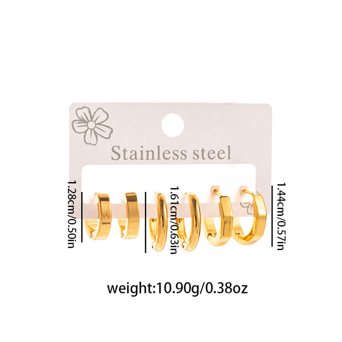 Wholesale Stainless Steel Flower Heart Hoop Earrings Set