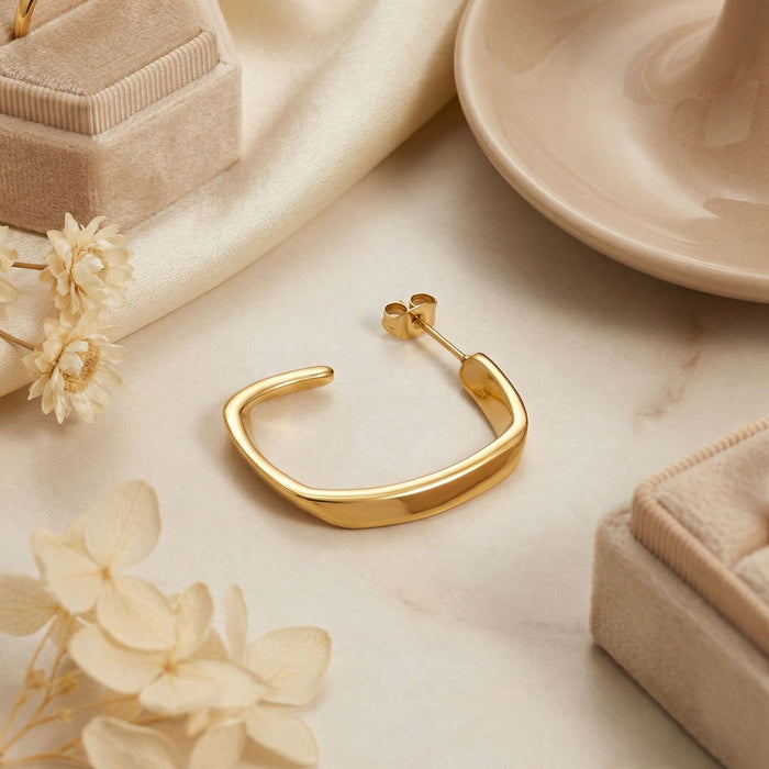 Wholesale Stainless steel Gold Square Hoop Earrings