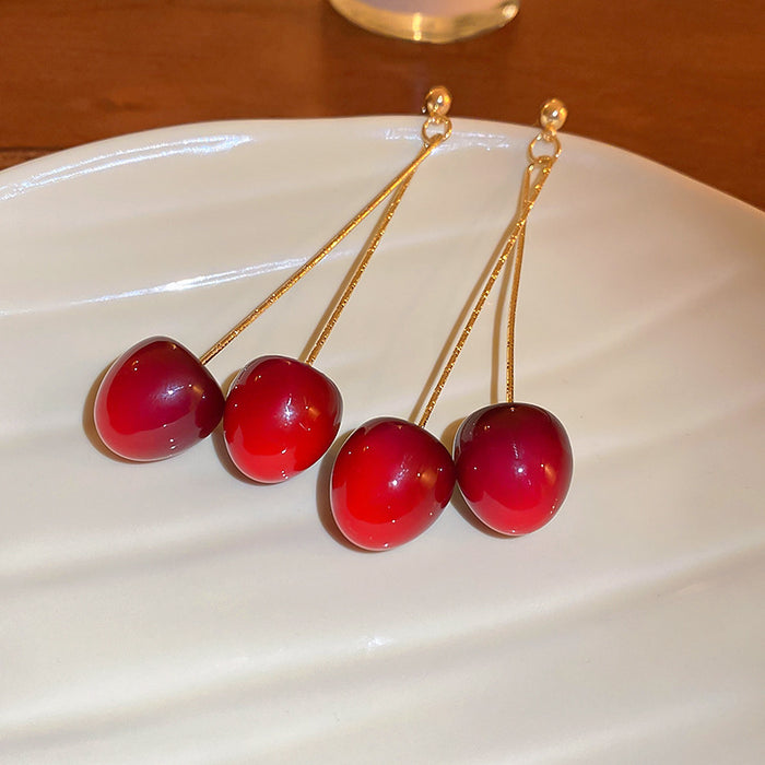 Wholesale Alloy Cherry Earrings Cute Design Fashion Jewelry Accessory