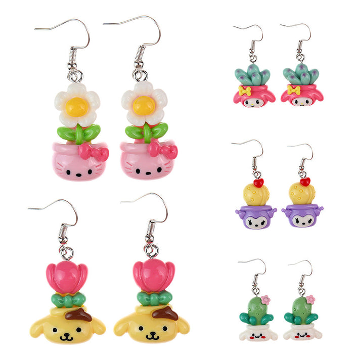 Wholesale Cartoon Simulation Plants Succulent Earrings JDC-NS-NiQing007