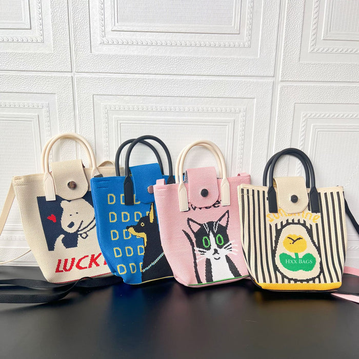 Wholesale Mobile Phone Bag Versatile,  Cute Cartoon Knitted Handbag,  Coin Purse,  Urban Minimalist Style