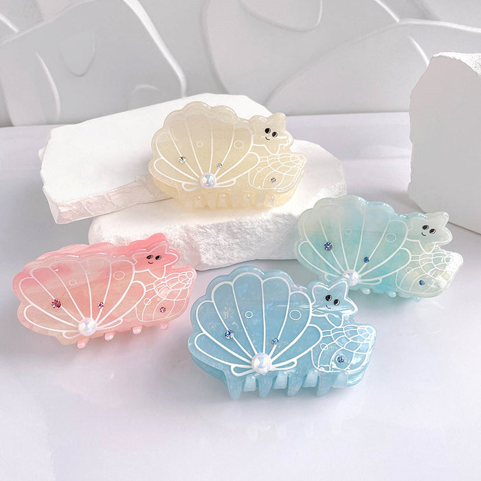 Wholesale Diamond studded claw clip, cute girl, dolphin shell, medium shark clip, back of the head, half tied hair headpiece, hair accessory