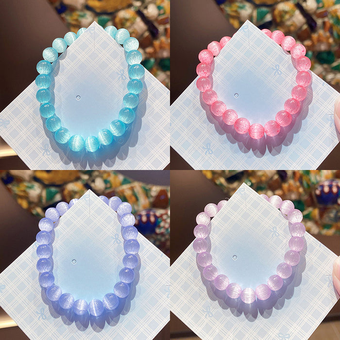 Wholesale Trendy Cat' s Eye Glass Beaded Bracelets Handmade Geometric MOQ≥3