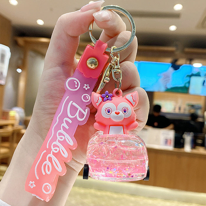 Wholesale Cute Donut Design Crystal Sand Floating Keychain Acrylic Accessory