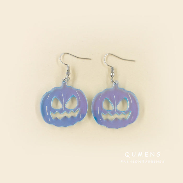 Wholesale Halloween Color Laser Skull Ghost Pumpkin Acrylic Printing Earrings JDC-ES-QingM004