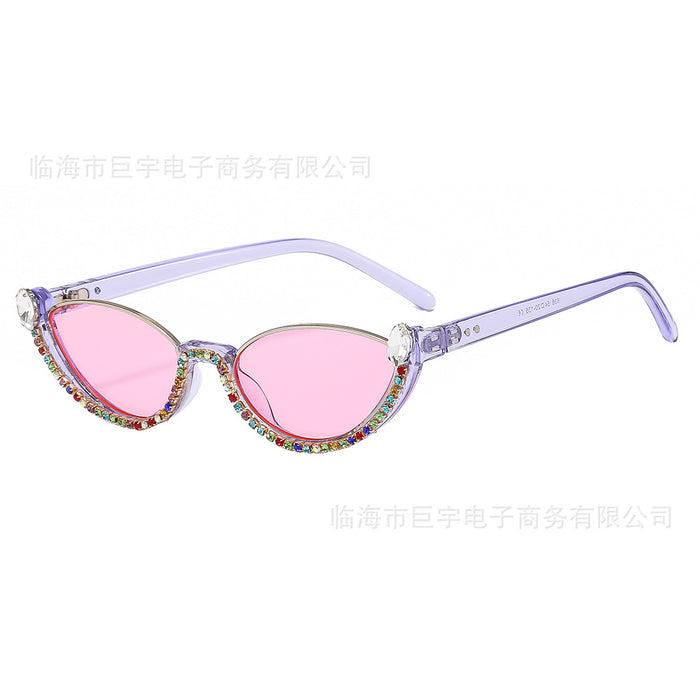 Wholesale New Fashion Cat's Eye Women's Sunglasses Luxury Frame Inlaid Diamond Sunglasses Fashion Glasses