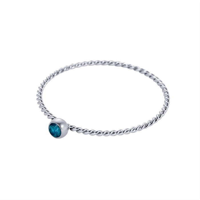 Wholesale Twisted ring with zircon ring stainless steel gold-plated birthstone twisted tail ring