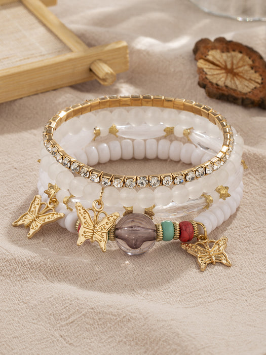 Wholesale Butterfly Glass Beads Multi-layer Beaded Bracelet JDC-BT-FeiYa011