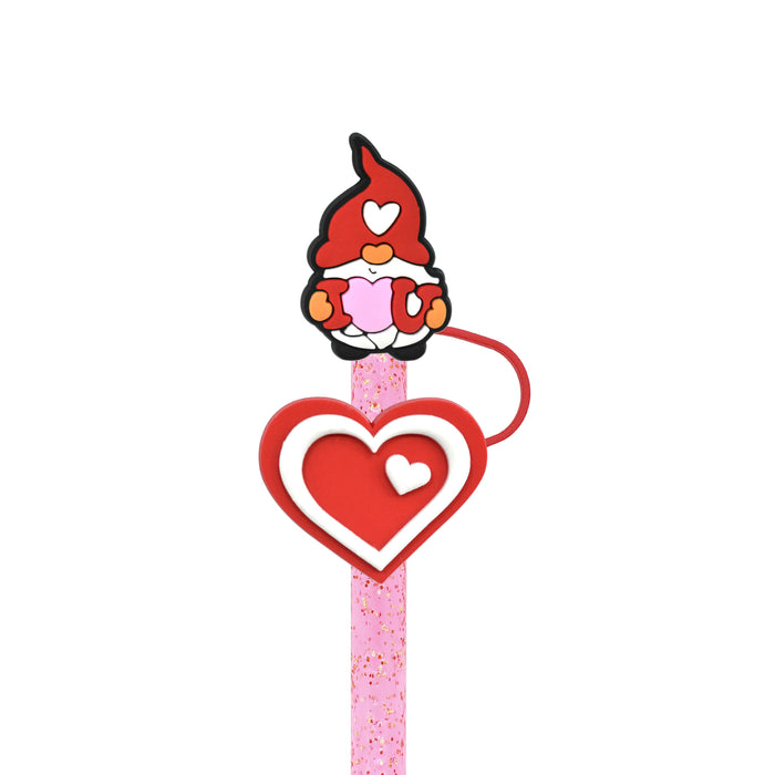 Wholesale 10mm Valentine's Day 10mm Cartoon 100pcs PVC Cartoon Straw Cap JDC-SCR-RYY004