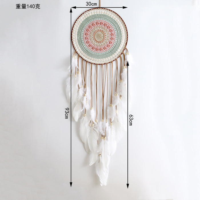 Wholesale Colorful Woven Round Feather Tassel Dream Catcher JDC-DC-ZH030