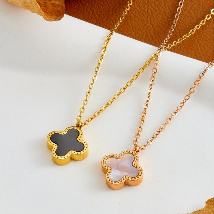 Wholesale Black and Red Four-leaf Clover Necklace Women's