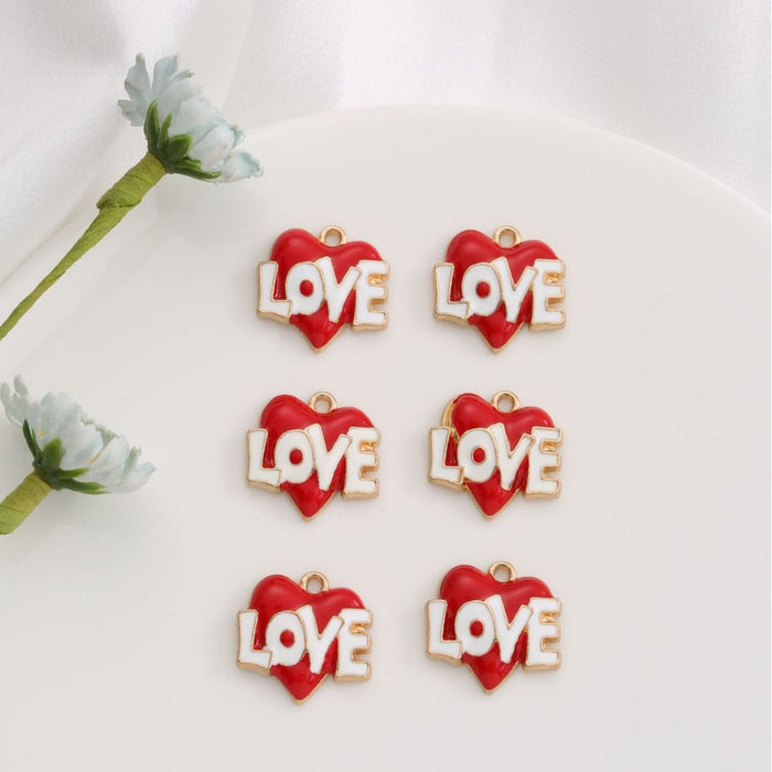 Wholesale DIY alloy electroplated checkered heart-shaped cartoon charms