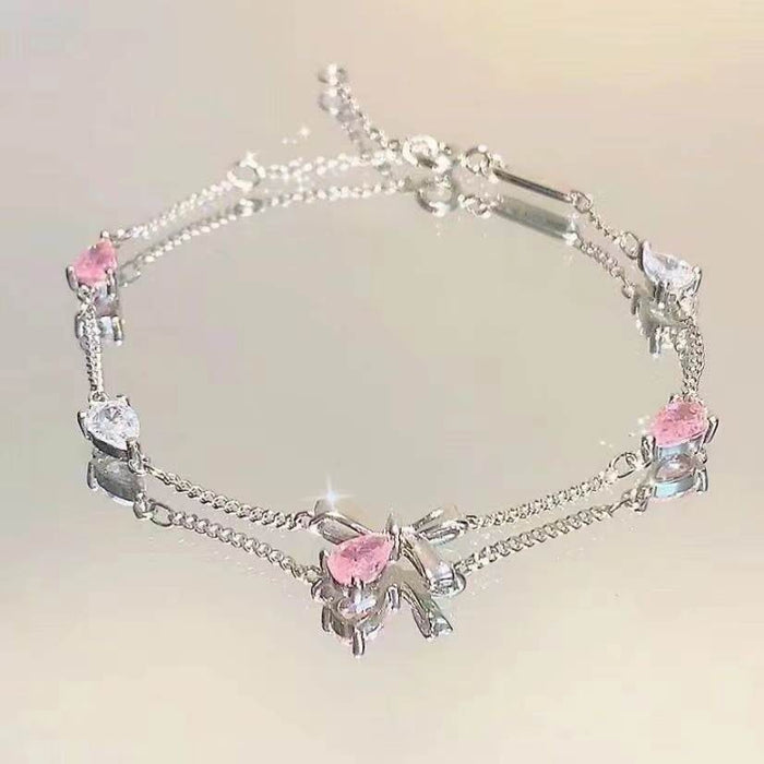 Wholesale Full Diamond Bracelet with Four Leaf Clover Zircon Electroplating, a Small and Exquisite Handpiece