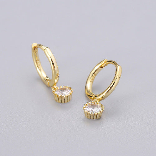 Wholesale Round Zircon Row of Diamond Earrings