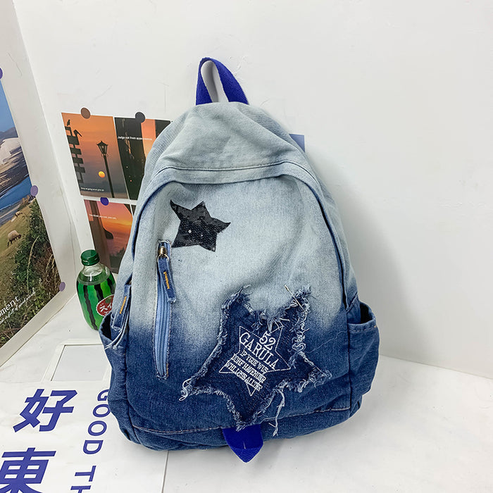 Wholesale Denim Color Matching Backpack JDC-BP-ZuoDu001