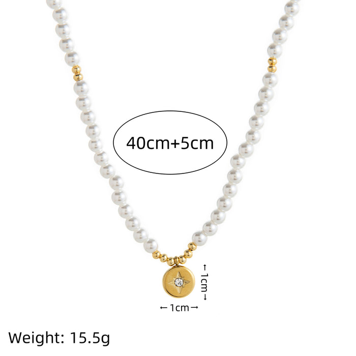 Wholesale Moon and Star Purple Beaded Pearl Necklace