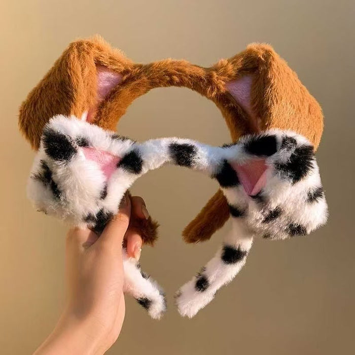 Wholesale Autumn and Winter Plush and cute spotted dog ear headband