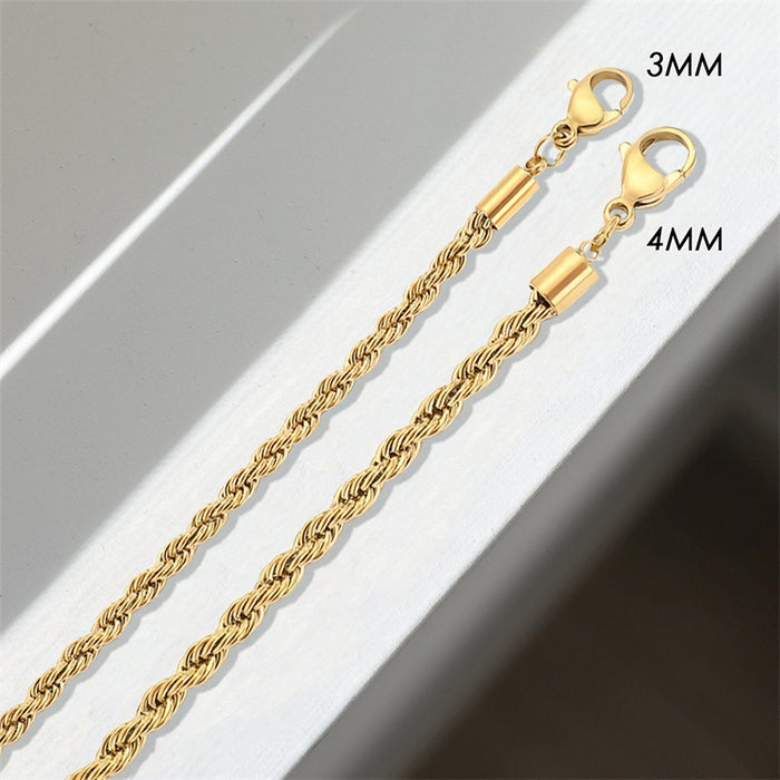 Wholesale Gold Plated Twisted Chain Men and Women Stainless Steel Necklace JDC-NE-TuoF006