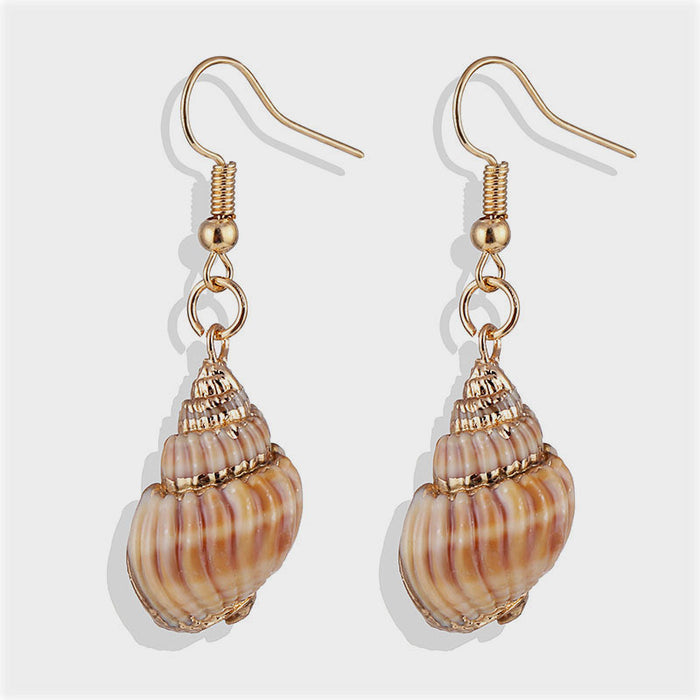 Wholesale  shell conch gold-plated edge earrings  beach conch pendant necklace