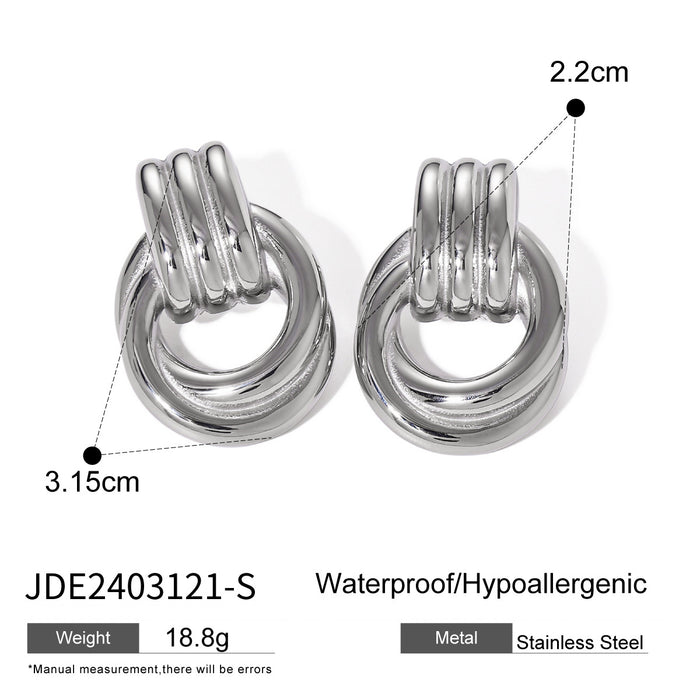 Wholesale Gold and Silver Color Matching Stainless Steel Thread Winding Earrings JDC-ES-JD354