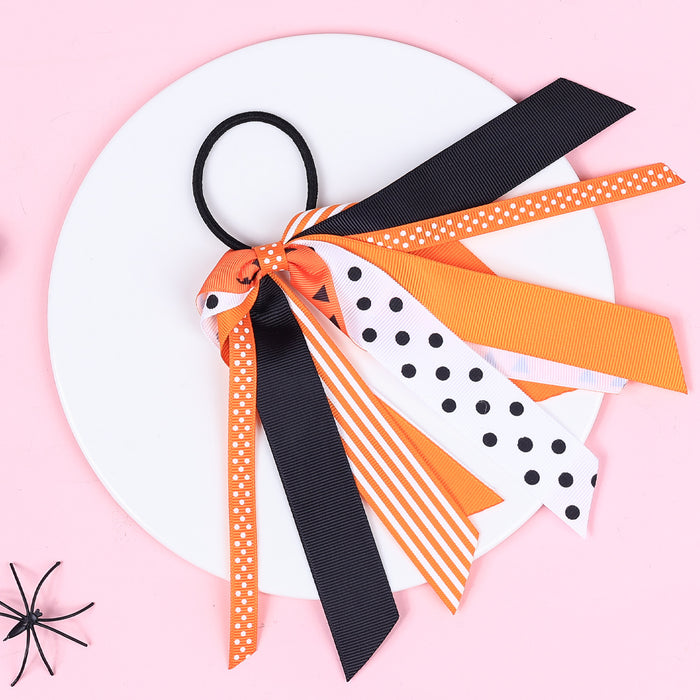 Wholesale Halloween Children's Streamers Pumpkin Pattern Rubber Band Hair Ring JDC-HS-QiuN003