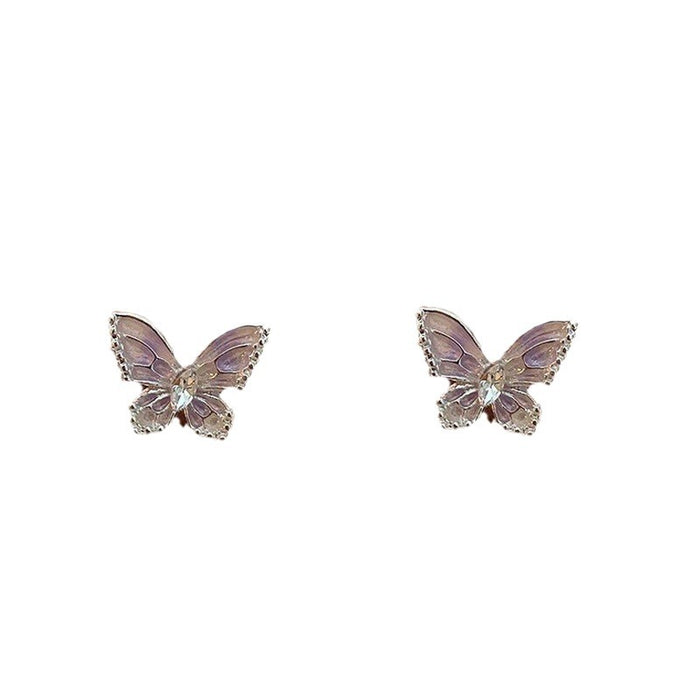 Wholesale New gradient purple butterfly earrings with exquisite and versatile temperament, earrings and ear accessories