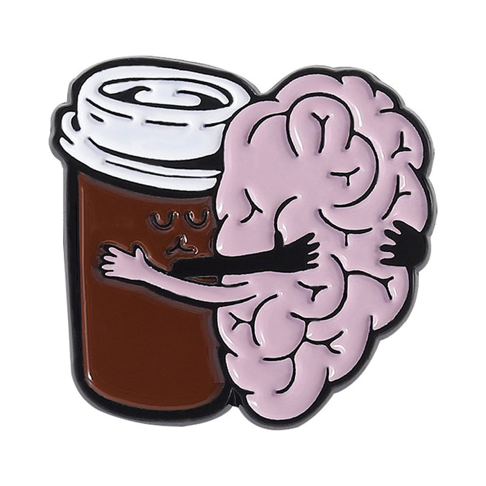 Wholesale Cartoon Coffee Cup Shape Brooch Pin Set Zinc Alloy Decorative Accent