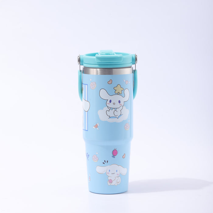 Wholesale Cartoon Large Capacity Ice Bully Cup Portable Portable Double Drink Car Cup Stainless Steel Thermos Cup Suction Tube Cup