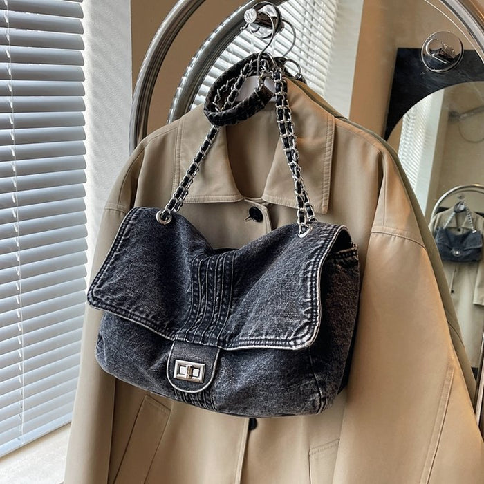 Wholesale Denim Large Capacity Chain Shoulder Bag JDC-SD-ZuoDu001