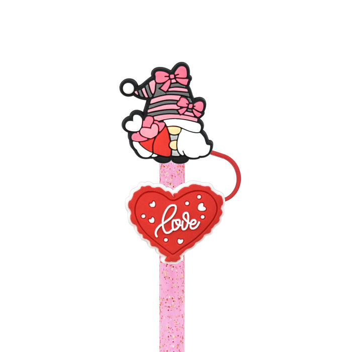 Wholesale 10mm Valentine's Day 10mm Cartoon 100pcs PVC Cartoon Straw Cap JDC-SCR-RYY004