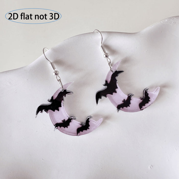 Wholesale Acrylic Bat Moon Pendant Earrings Gothic  Trendy Jewelry Accessory